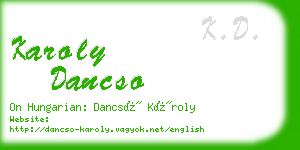 karoly dancso business card